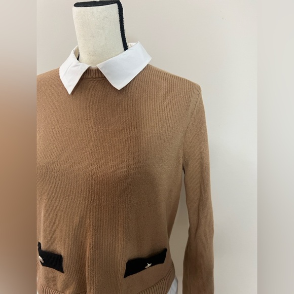 🍂🥧🧥LOFT Tan/Camel Sweater with Black Details - Picture 10 of 16